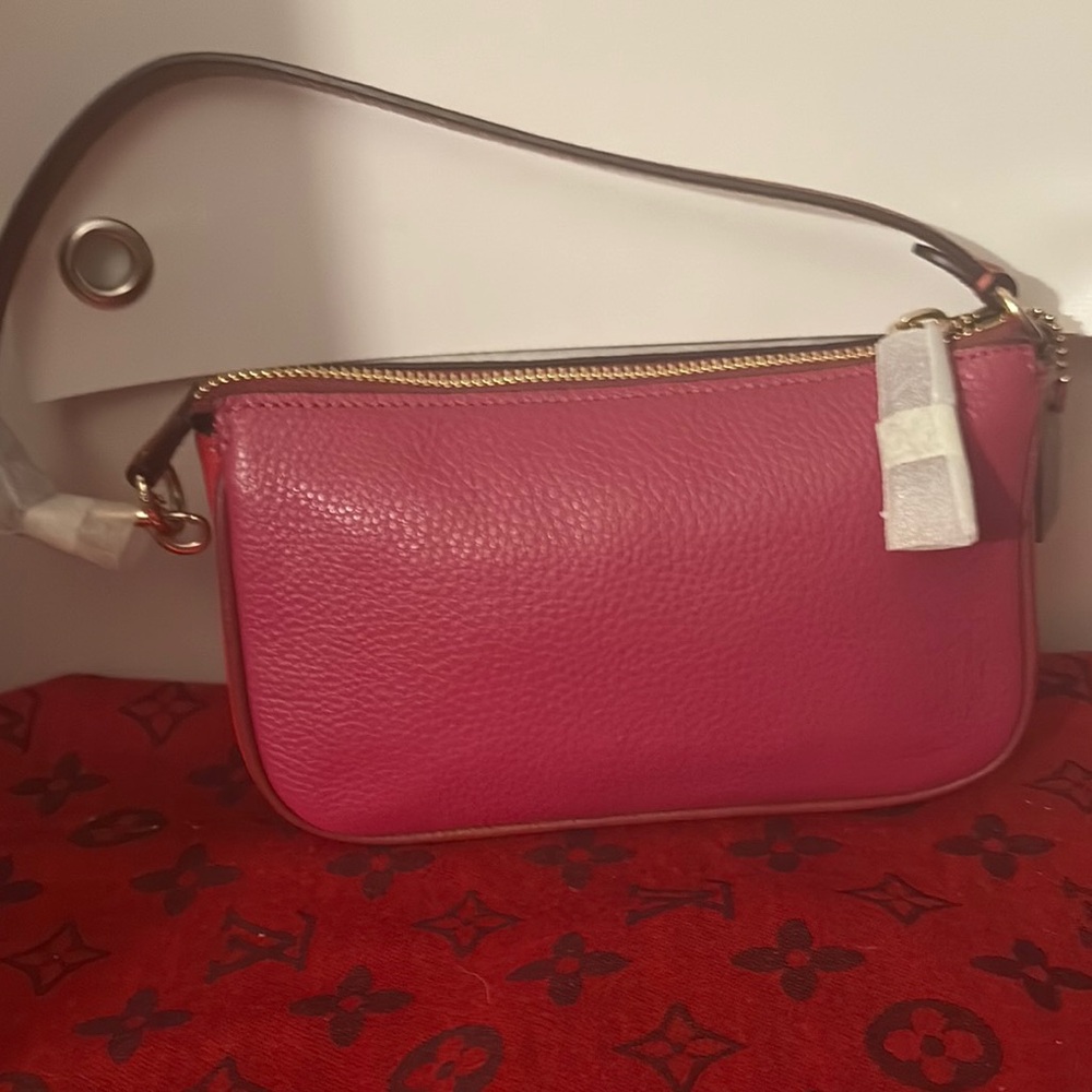 Coach Hot Pink Pebbled Leather Mini Shoulder Bag with Gold Hardware - Picture 2 of 3